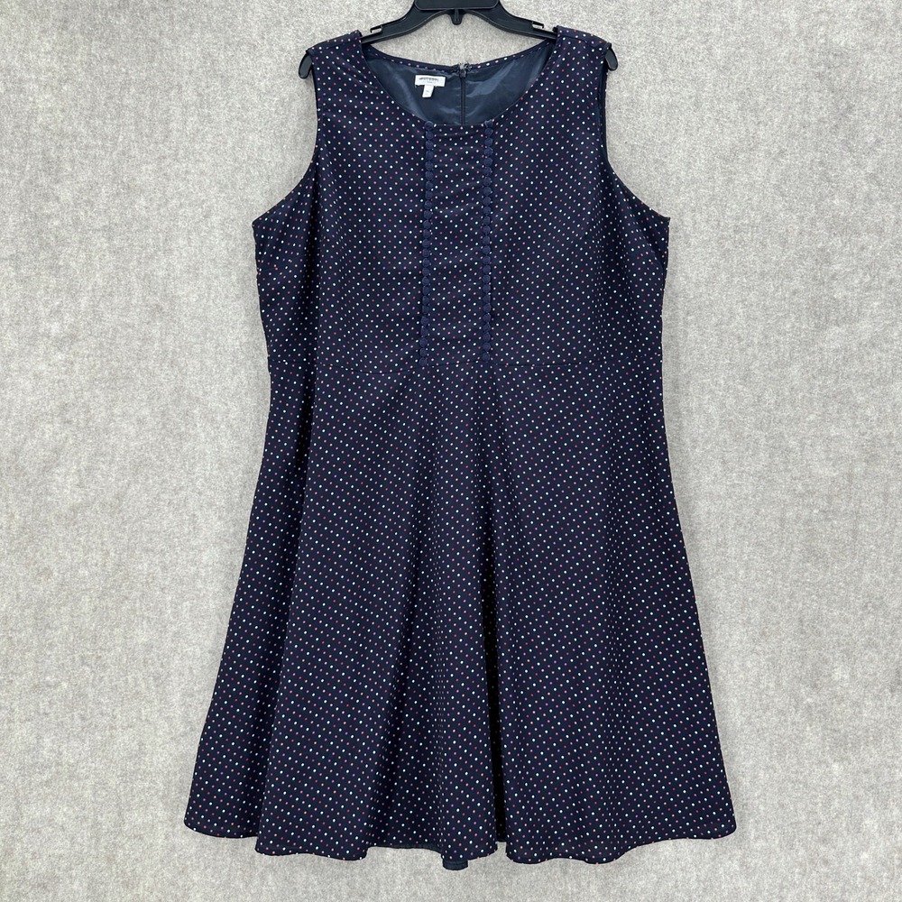 Talbots Woman Navy Polka Dot Sleeveless Dress Plus Size 20W A-Line‎ Chiffon